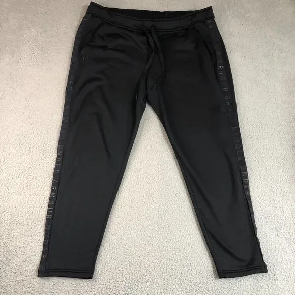 Under Armour Pants Men 2Xlarge XXL Black Joggers Spelled Out Logo Basketball Gym - Picture 1 of 8
